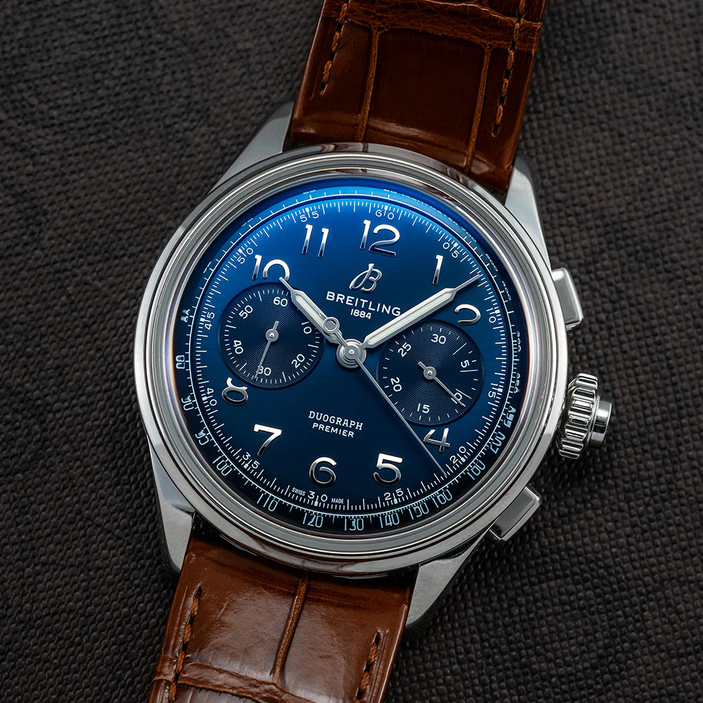 Premier B15 Duograph 42mm - Blue on Leather Strap - Image 3