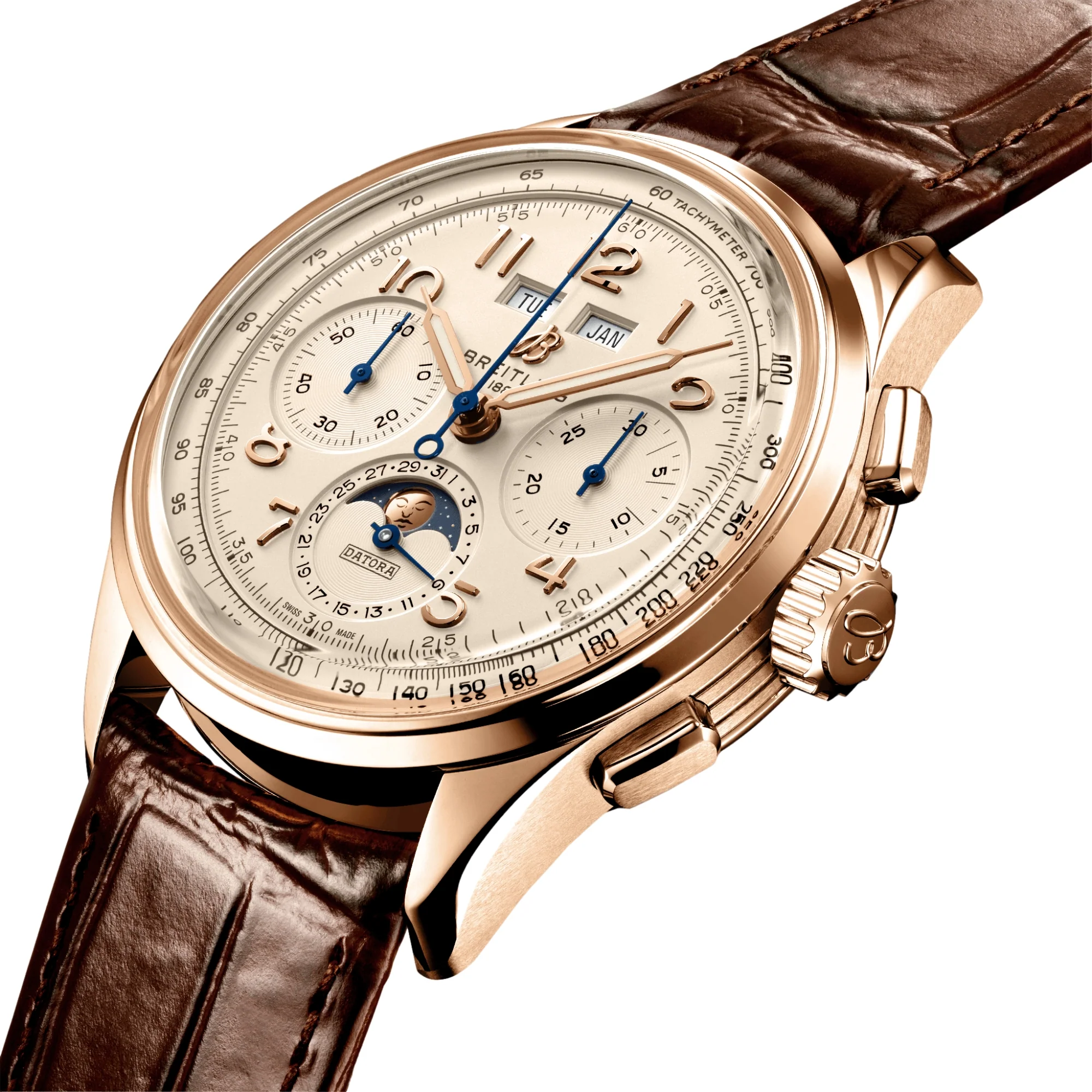 Premier B25 Datora 18k Red Gold 42mm - Cream on Leather Strap - Image 2