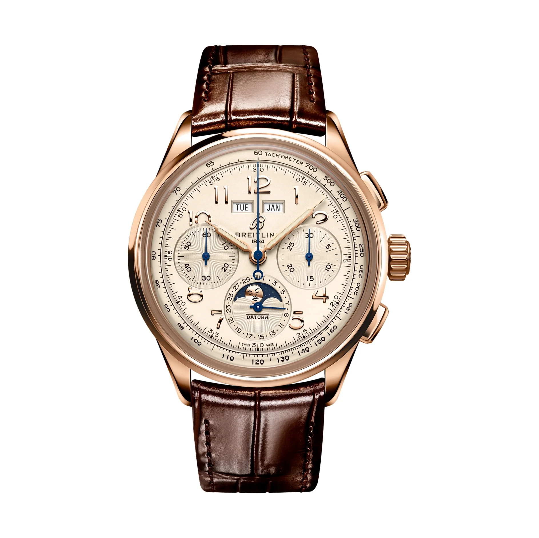 Premier B25 Datora 18k Red Gold 42mm - Cream on Leather Strap - Image 3