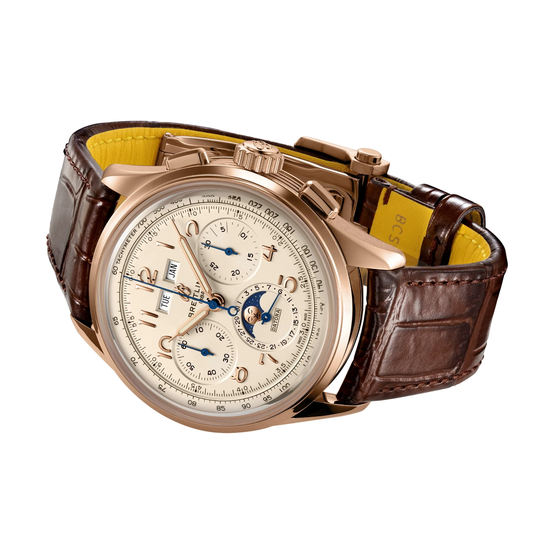 Premier B25 Datora 18k Red Gold 42mm - Cream on Leather Strap - Image 4