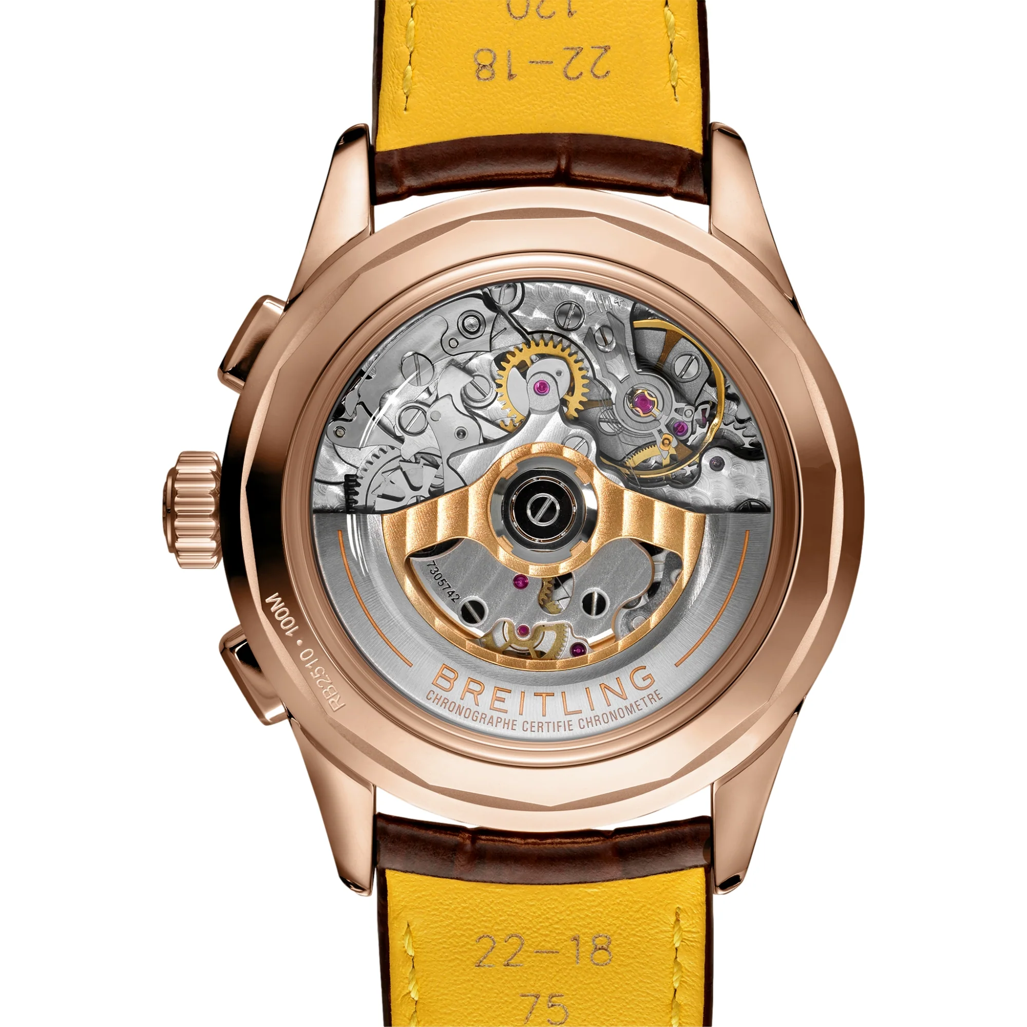 Premier B25 Datora 18k Red Gold 42mm - Cream on Leather Strap - Image 5