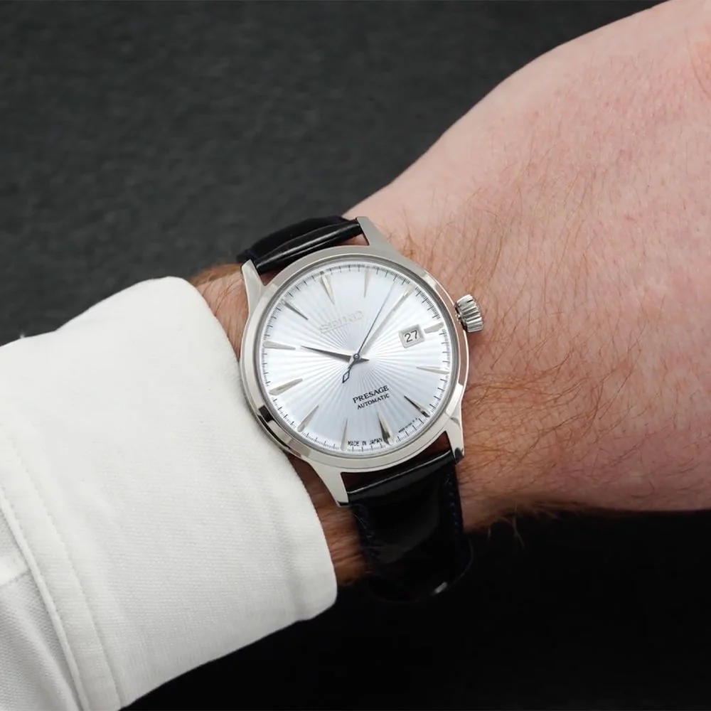 SRPB43 Presage Cocktail Time 40.5mm - Blue on Leather Strap - Image 3