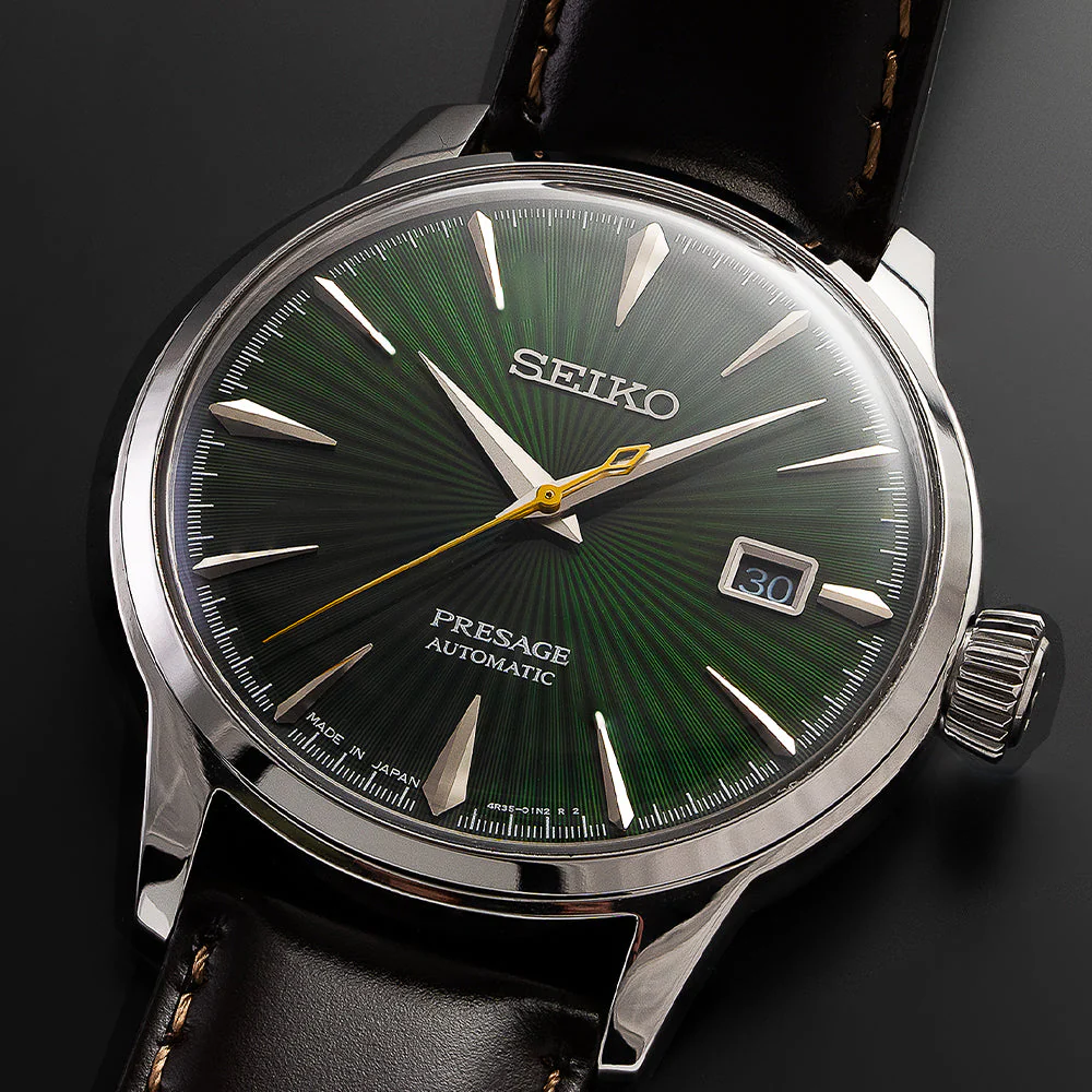 SRPD37 Presage Cocktail Time 40.5mm - Green on Leather Strap - Image 3