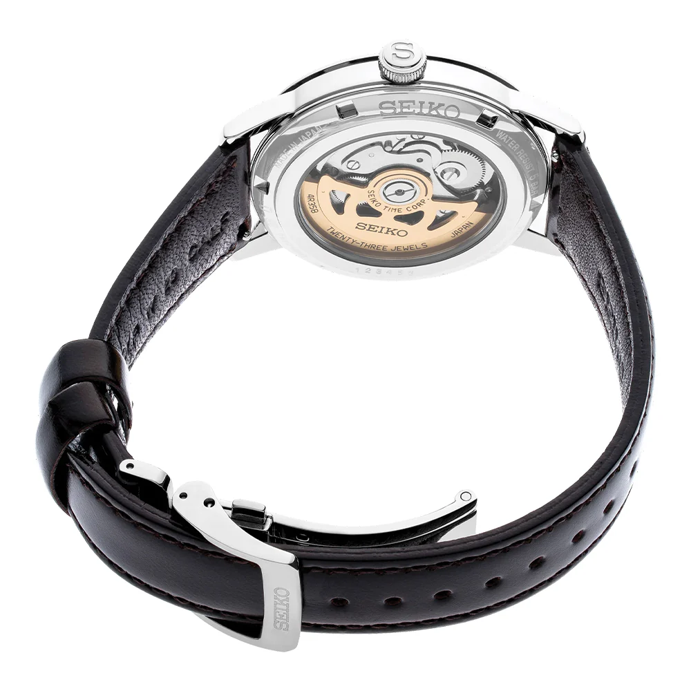 SRPE41 Presage Cocktail Time 38.5mm - Red on Leather Strap - Image 4