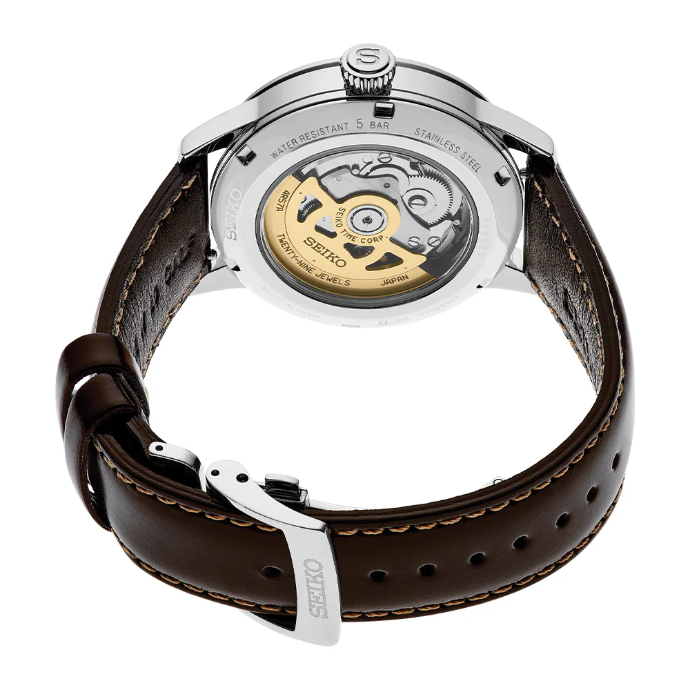 SSA459 Presage Cocktail Time Automatic 40.5mm - Green on Leather Strap - Image 4