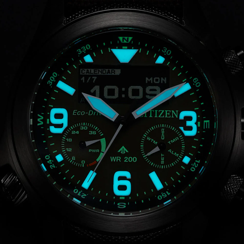 Promaster Land U822 Eco-Drive 43.9mm - Green on Fabric Strap - Image 3