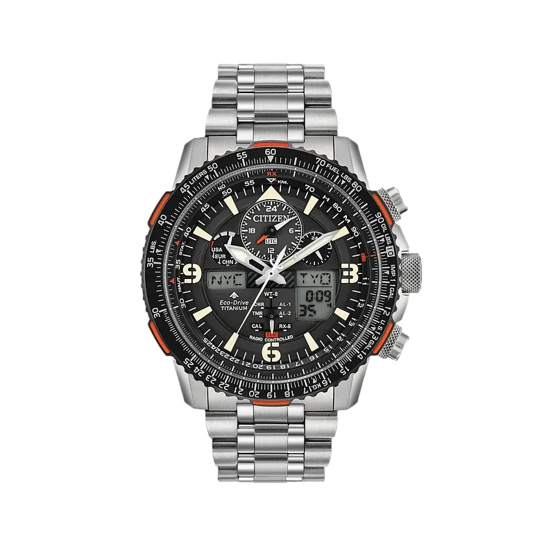 Promaster Skyhawk A-T Atomic Timekeeping Super Titanium™ 45mm - Black on Bracelet