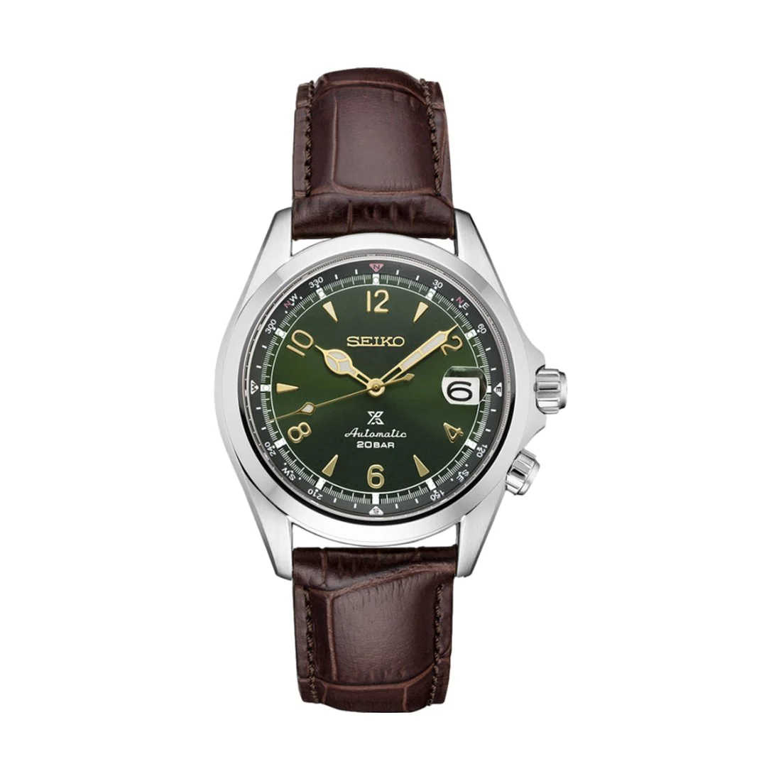SPB121 Prospex Land 'Alpinist' 39.5mm - Green on Leather Strap