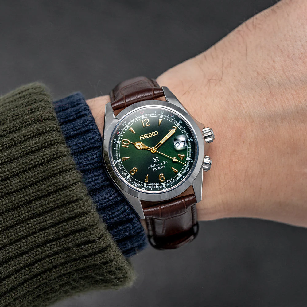 SPB121 Prospex Land 'Alpinist' 39.5mm - Green on Leather Strap - Image 3