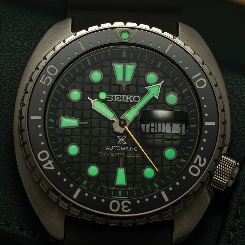 SRPE05 Prospex Automatic Diver 45mm - Green on Rubber Strap - Image 7