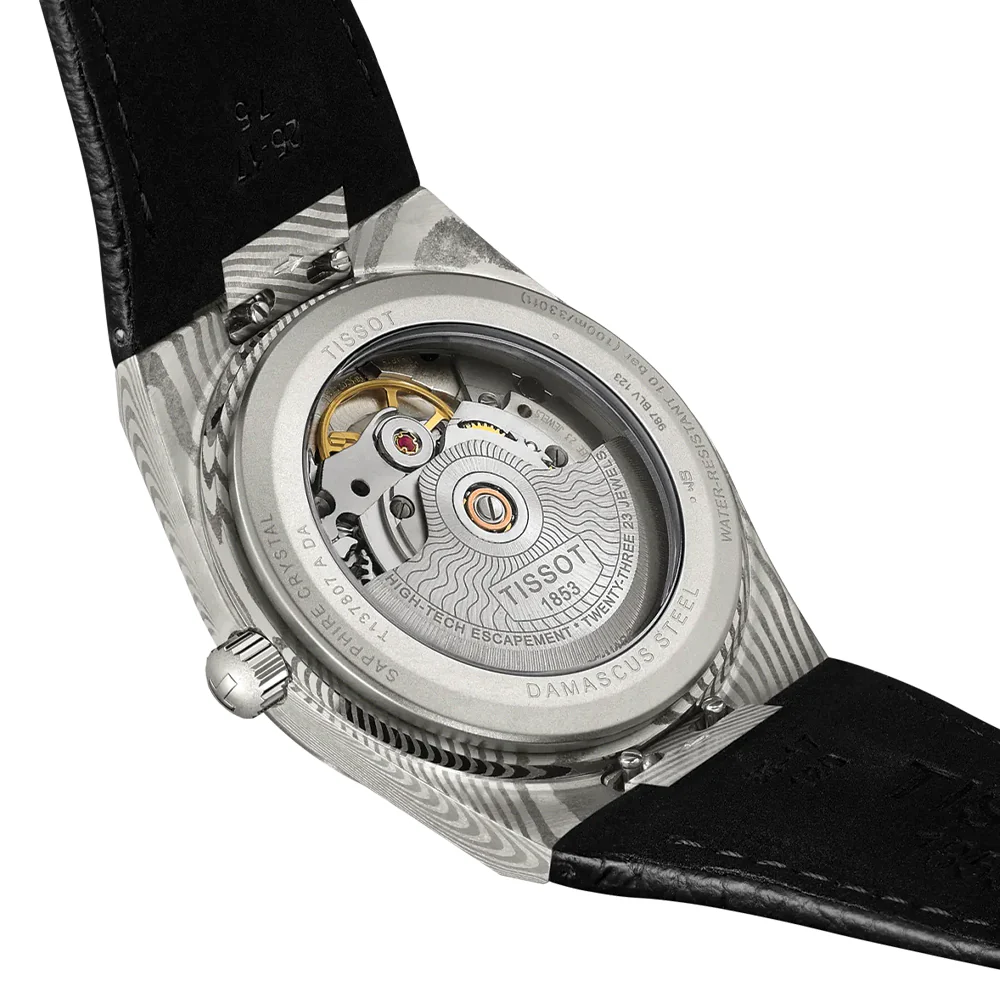 PRX Damascus Powermatic 80 38mm - Grey on Leather Strap - Image 4