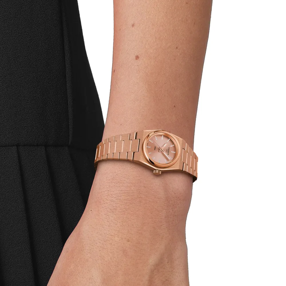 PRX Quartz PVD Coated Rose Gold w/ Diamonds 25mm - Pink on Bracelet - Image 3