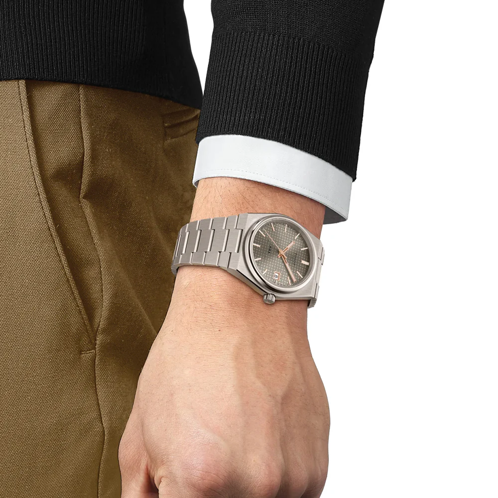 PRX Powermatic 80 Titanium 38mm - Anthracite w/ Rose Gold Colored Accents on Bracelet - Image 3