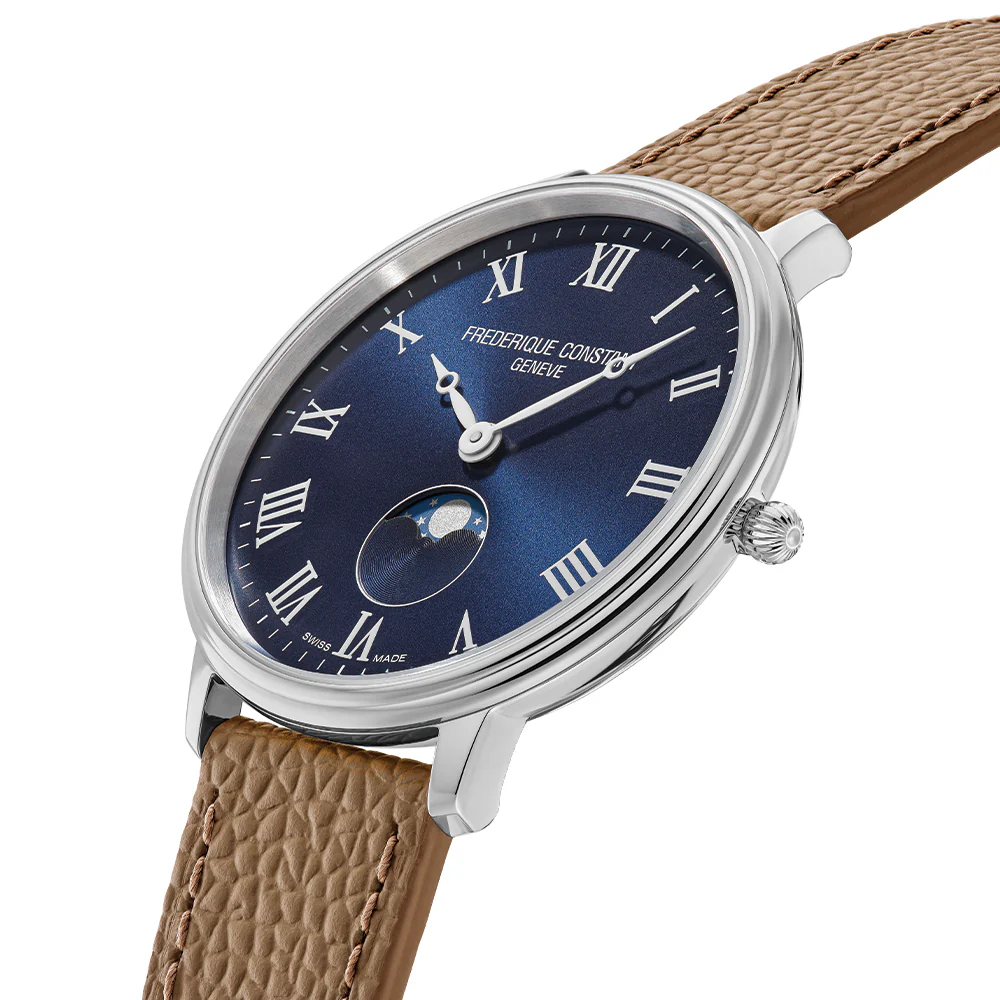 Classic Quartz Moonphase Steel 39mm - Blue on Leather Strap - Image 2