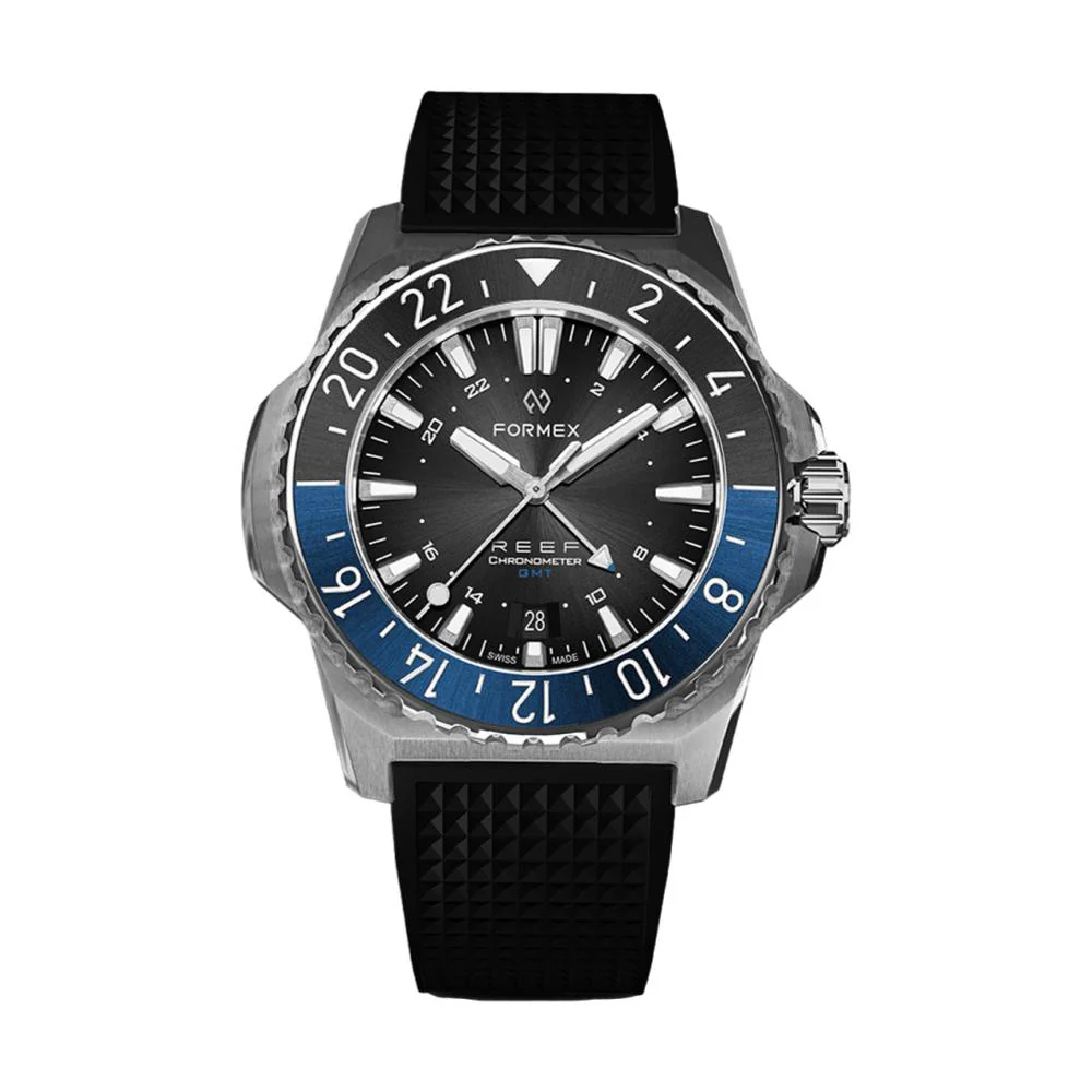 REEF Automatic GMT COSC 300M Black/Blue Bezel 42mm - Black Dial - Image 2