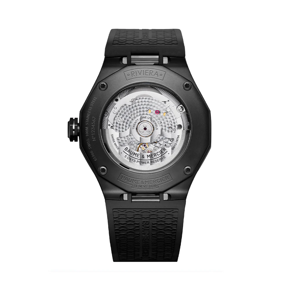 Riviera 10617 Baumatic COSC Certified 42mm - Black on Rubber Strap - Image 4