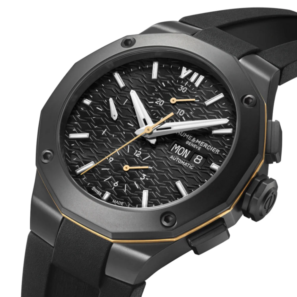 Riviera 10625 Automatic Chronograph 43mm - Black on Rubber Strap - Image 2