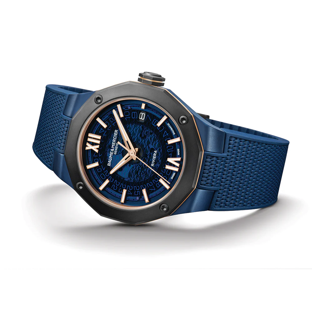 Riviera 10769 Baumatic Titanium 42mm - Blue on Rubber Strap - Image 2