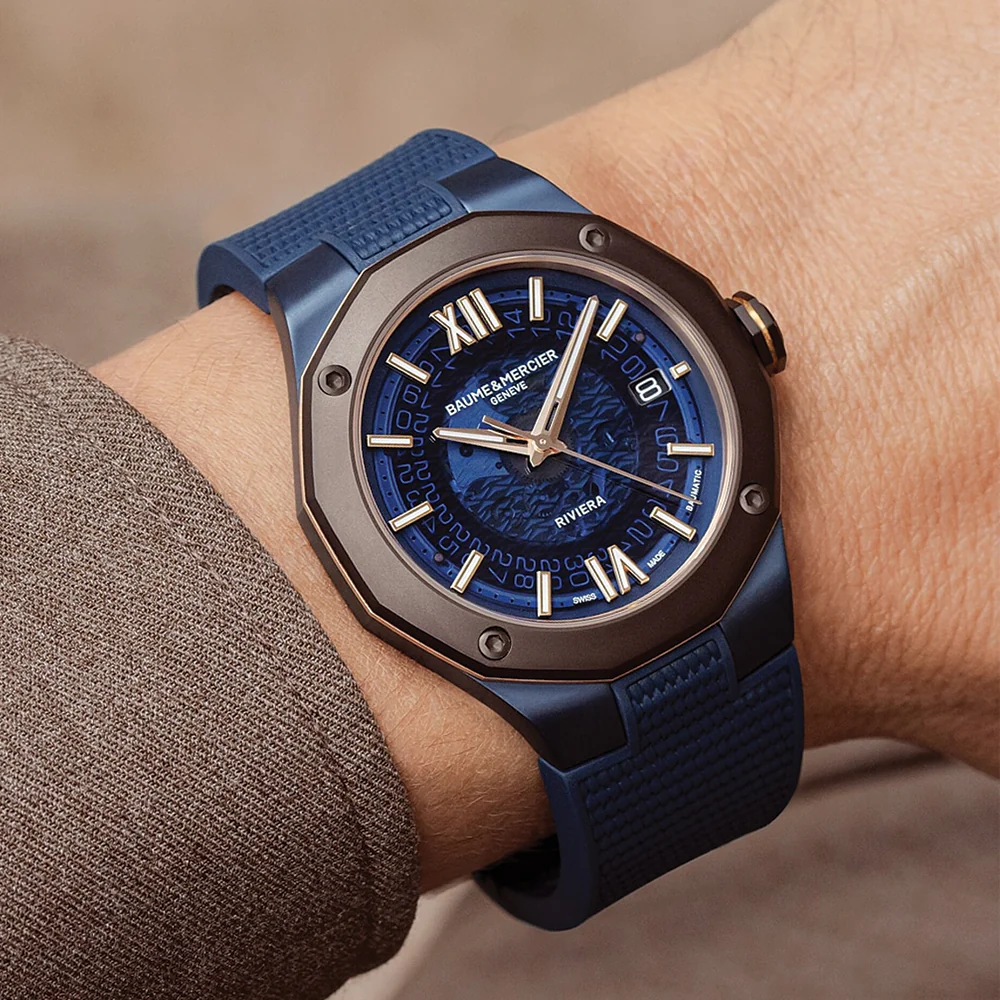 Riviera 10769 Baumatic Titanium 42mm - Blue on Rubber Strap - Image 3