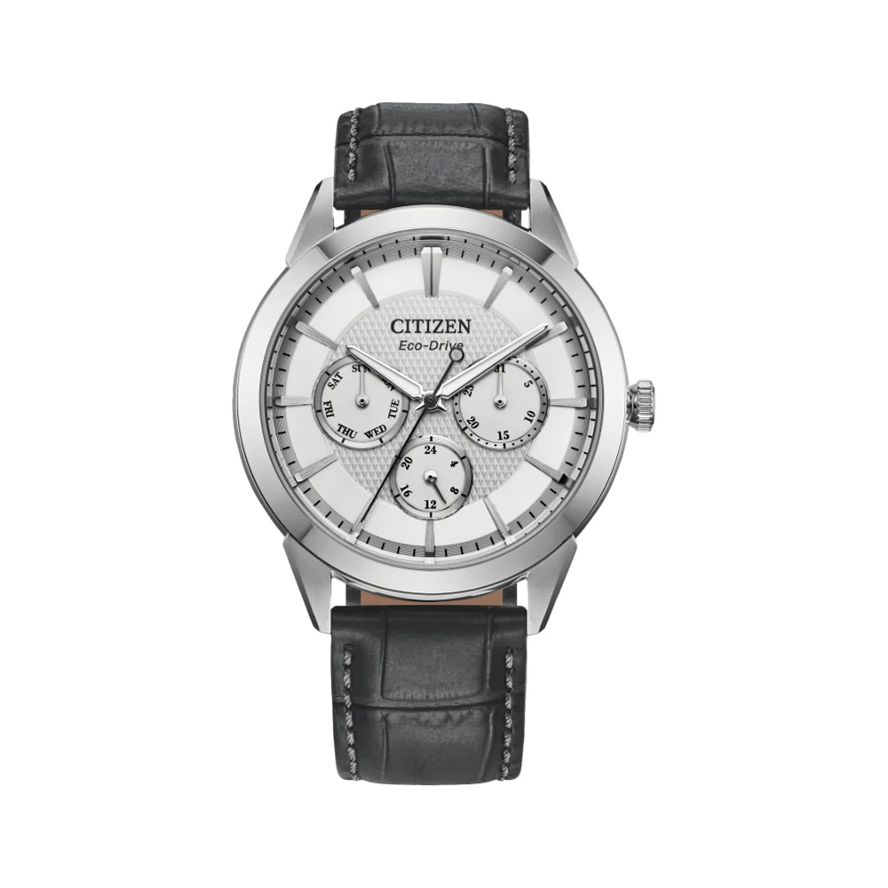 Rolan 40mm - Silver on Leather Strap