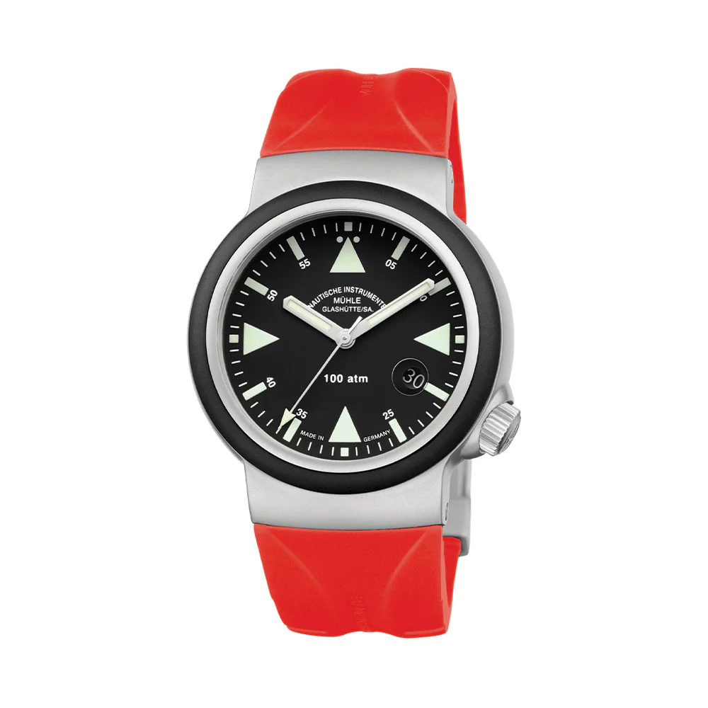 S.A.R. Rescue Timer Automatic 42mm - Black on Red Rubber Strap