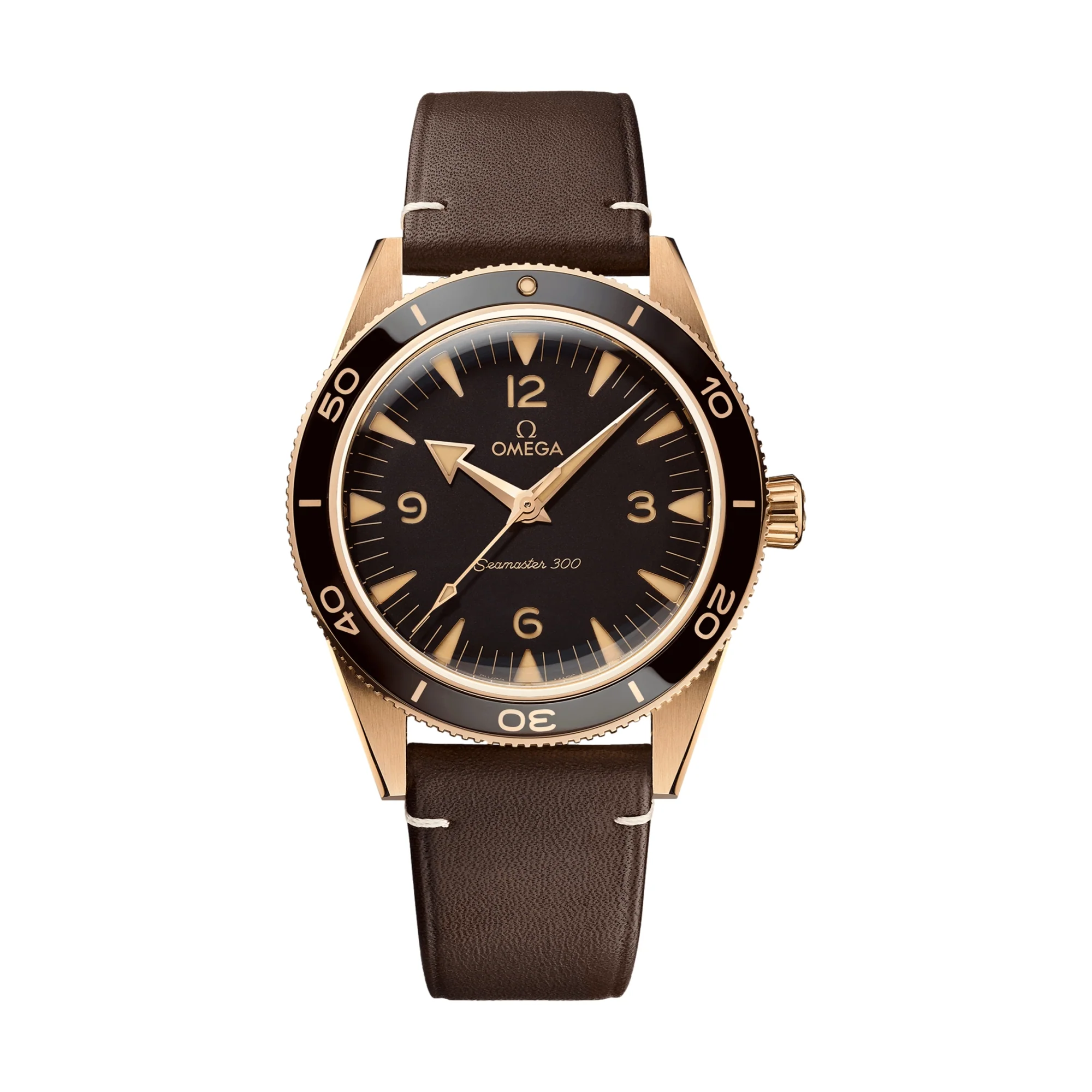 Seamaster 300 Bronze Gold 41mm - Brown on Leather Strap