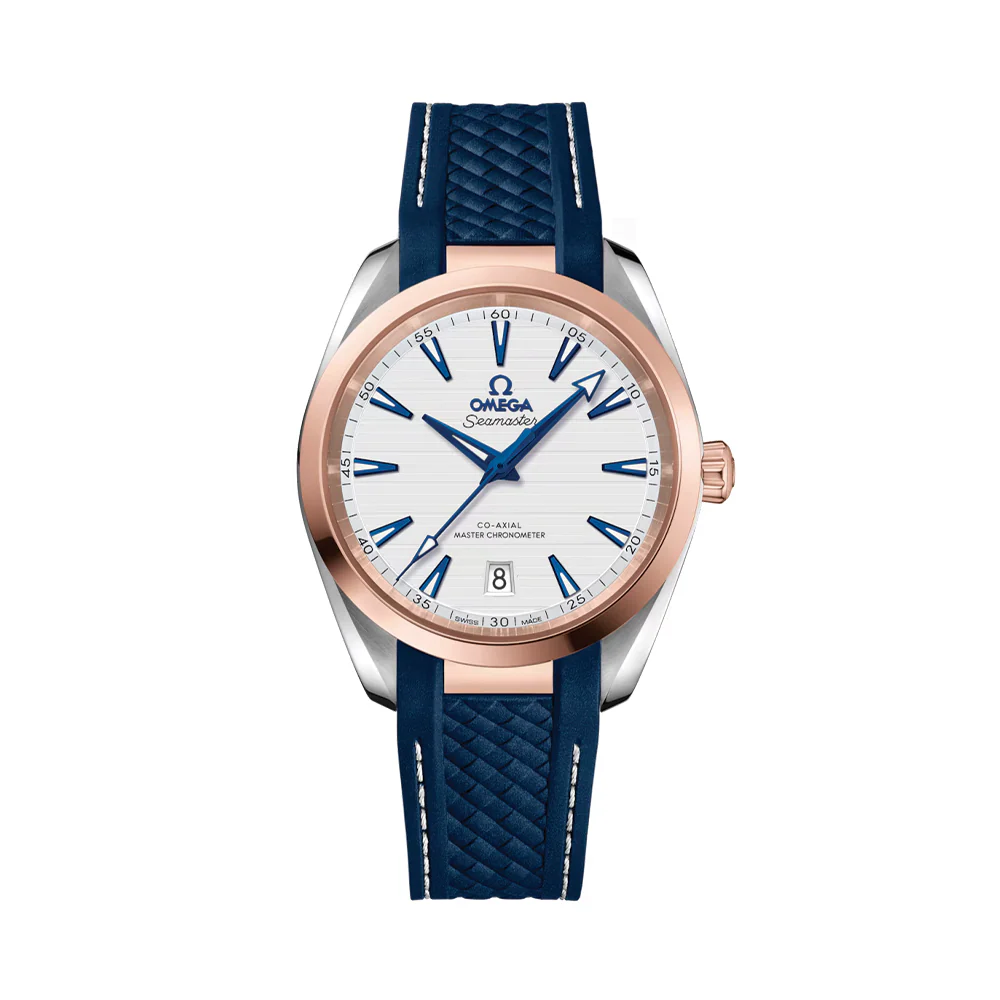 Seamaster Aqua Terra 150M Steel and Sedna™ Gold 38mm - Silver on Rubber Strap