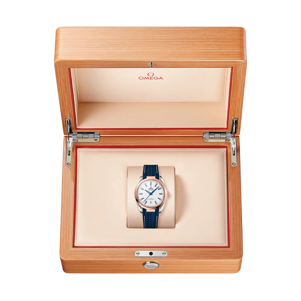 Seamaster Aqua Terra 150M Steel and Sedna™ Gold 38mm - Silver on Rubber Strap - Image 2