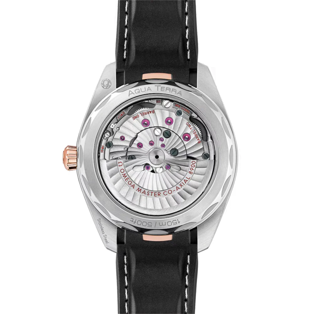 Seamaster Aqua Terra 150M Steel and Sedna™ Gold 41mm - Silver on Rubber Strap - Image 5