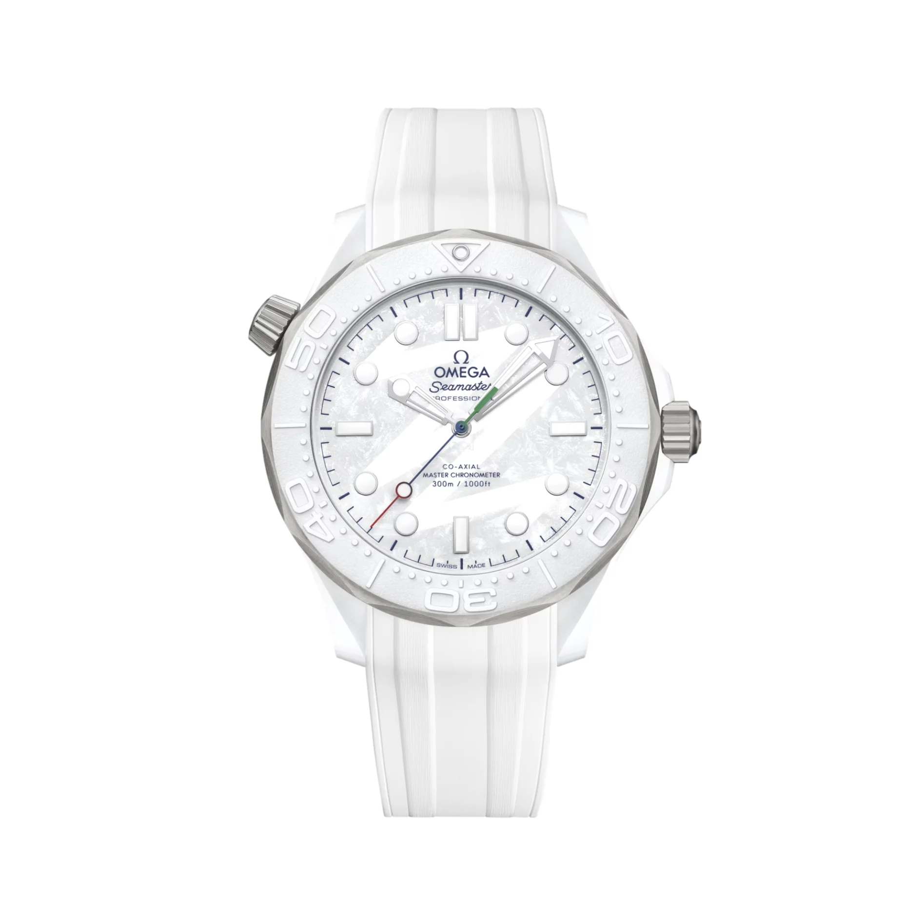 Seamaster Diver 300M Paralympic Milano Cortina 2026 43.5mm - White on Rubber Strap