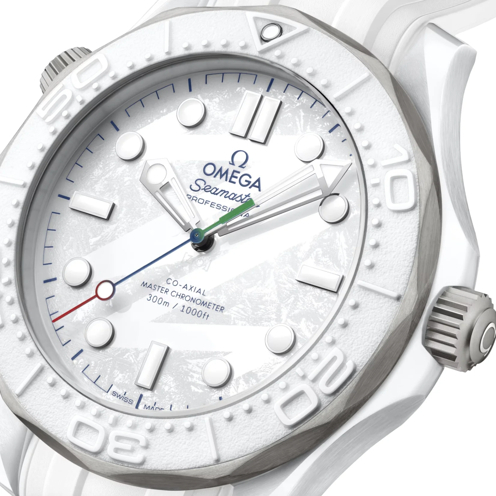 Seamaster Diver 300M Paralympic Milano Cortina 2026 43.5mm - White on Rubber Strap - Image 4
