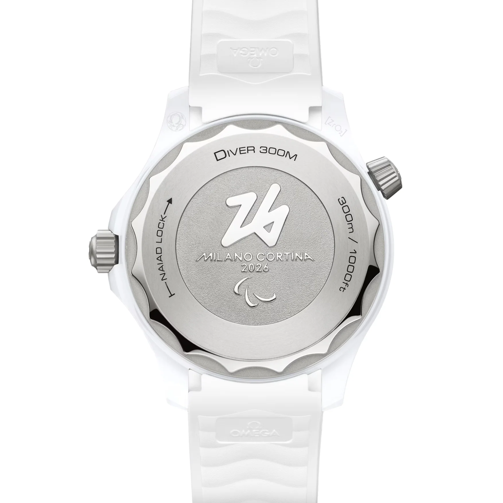 Seamaster Diver 300M Paralympic Milano Cortina 2026 43.5mm - White on Rubber Strap - Image 7
