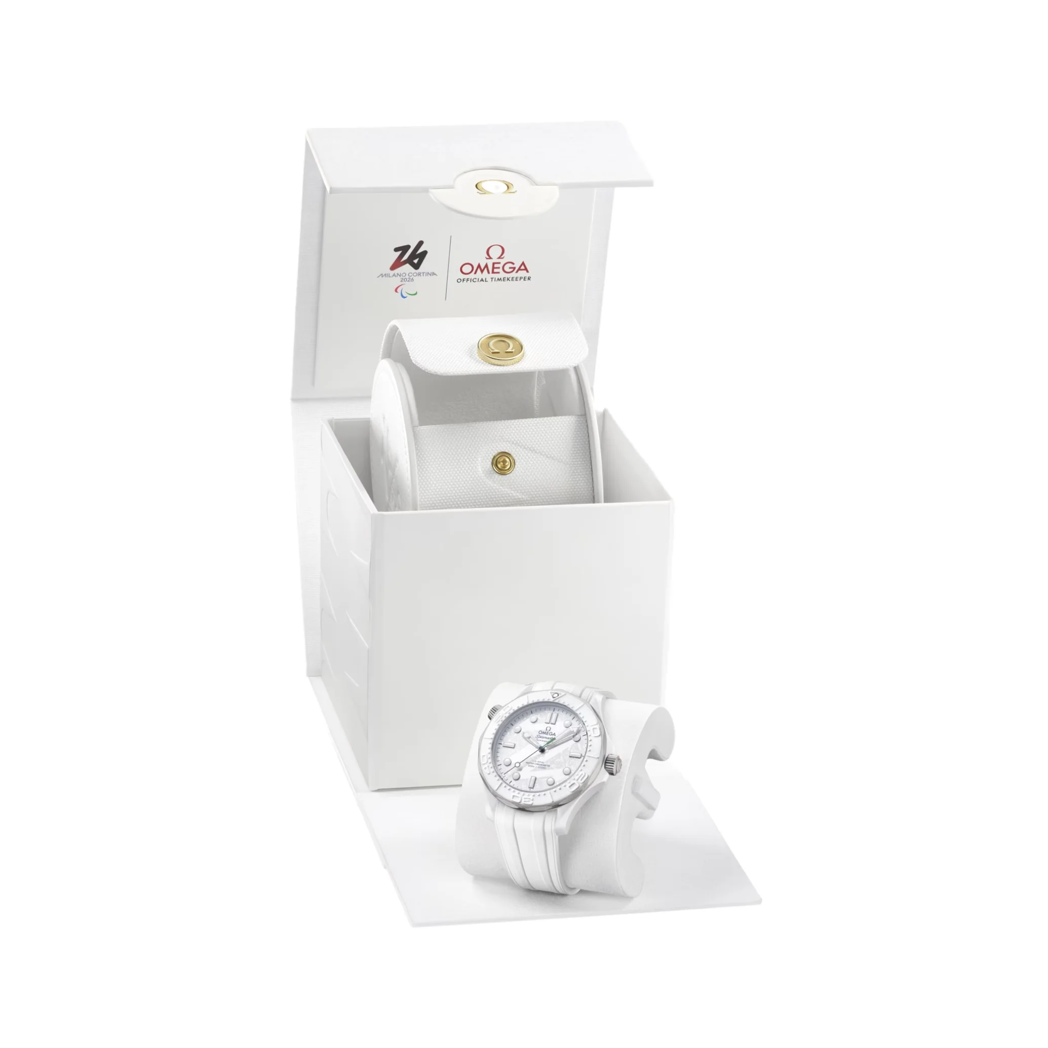 Seamaster Diver 300M Paralympic Milano Cortina 2026 43.5mm - White on Rubber Strap - Image 8