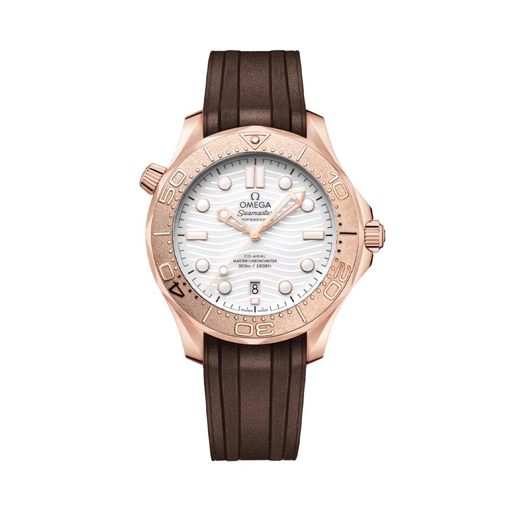 Seamaster Diver 300M Sedna™ Gold 42mm - White on Rubber Strap