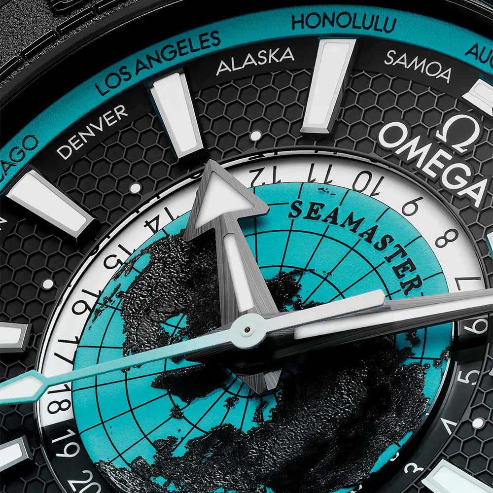 Seamaster Planet Ocean 600M Black Ceramic 45.5mm - Black and Turquoise on Rubber Strap - Image 3