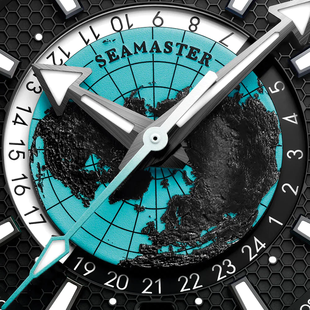 Seamaster Planet Ocean 600M Black Ceramic 45.5mm - Black and Turquoise on Rubber Strap - Image 4