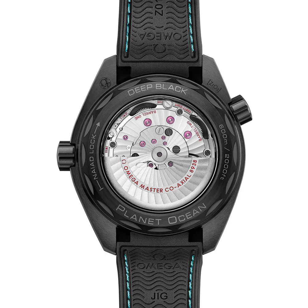 Seamaster Planet Ocean 600M Black Ceramic 45.5mm - Black and Turquoise on Rubber Strap - Image 5