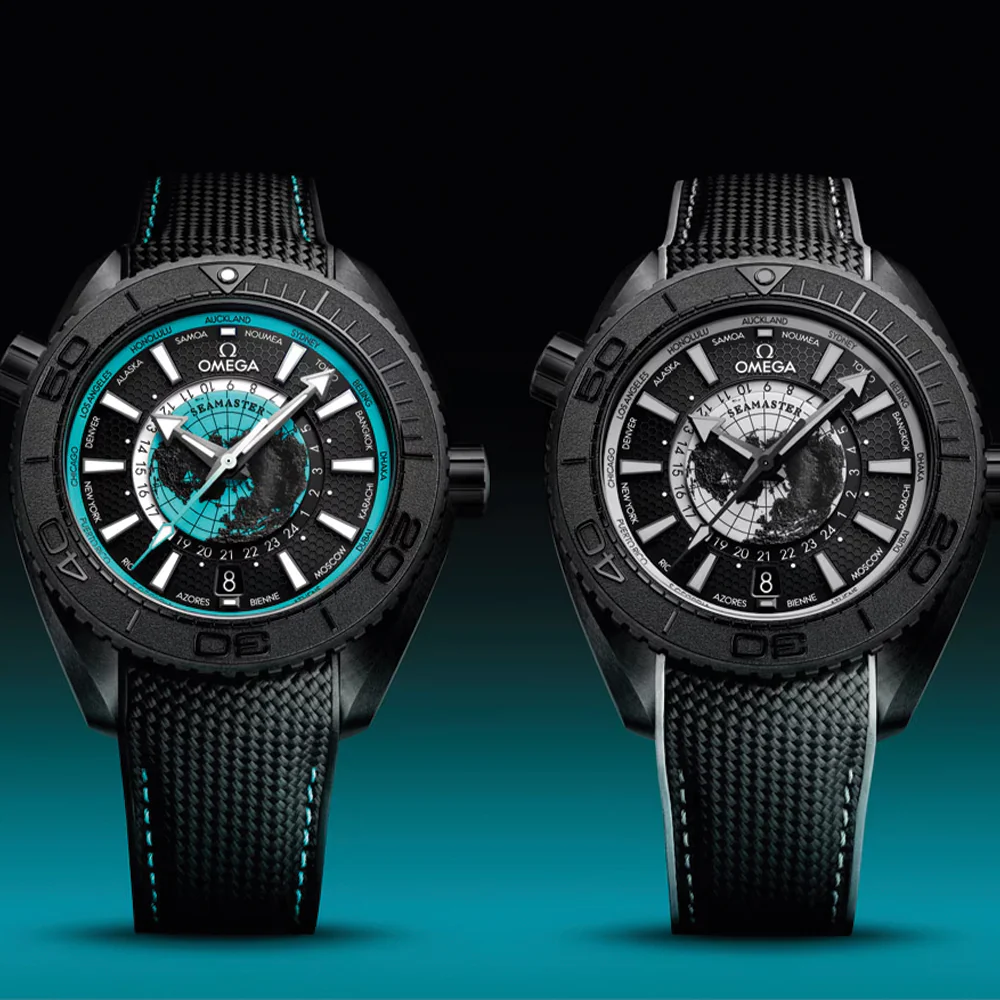 Seamaster Planet Ocean 600M Black Ceramic 45.5mm - Black and Turquoise on Rubber Strap - Image 8