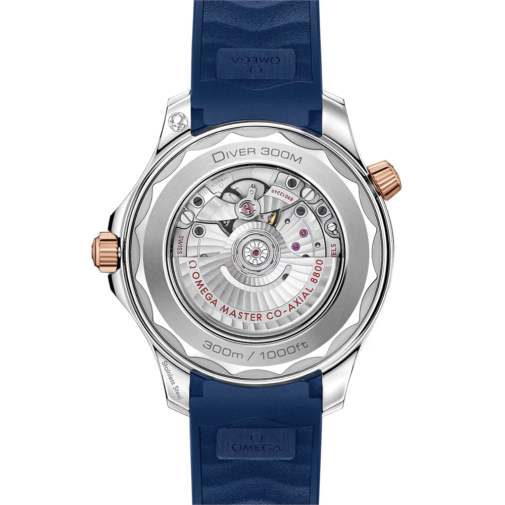 Seamaster Diver 300M Steel and Sedna™ Gold 42mm - Blue on Rubber Strap - Image 2