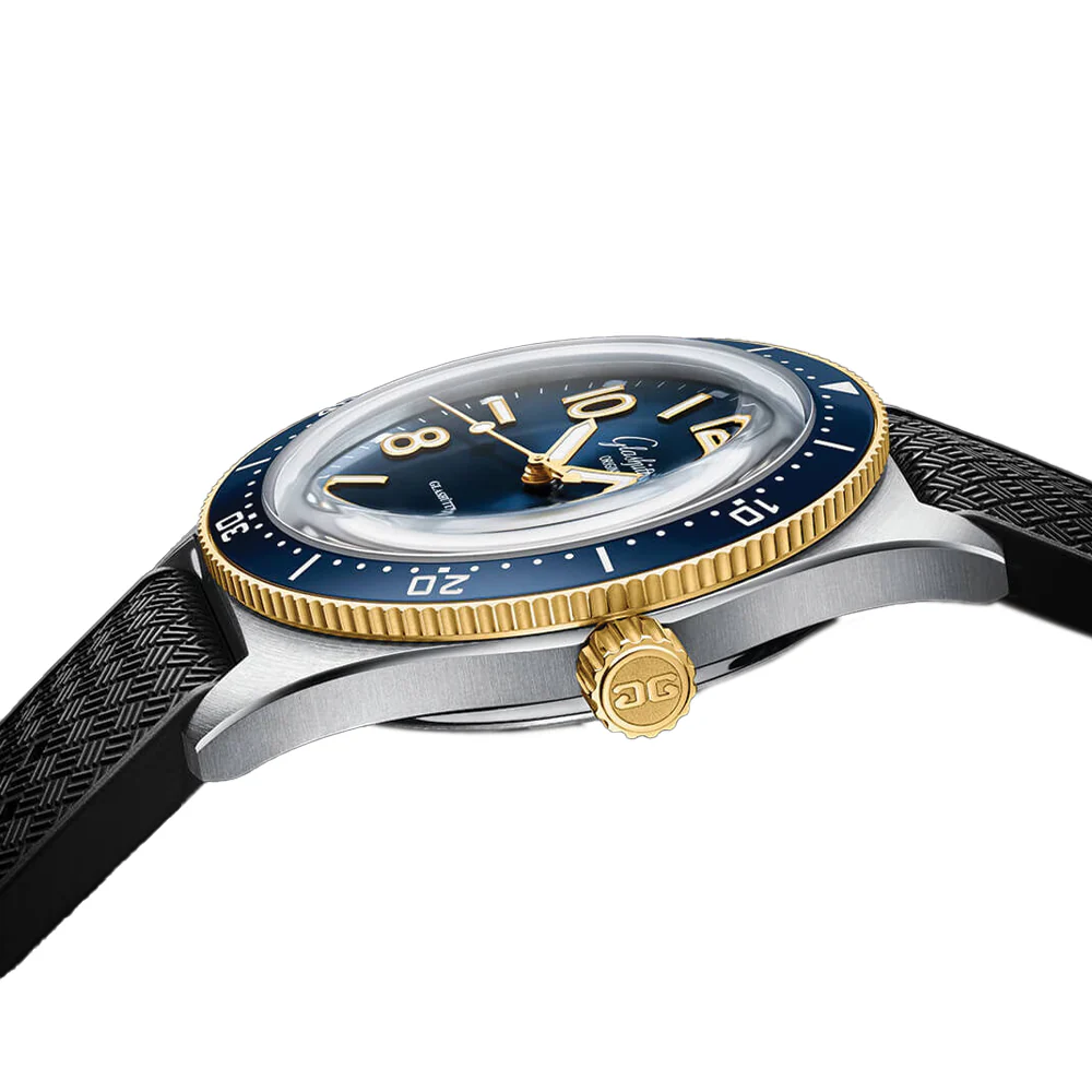 SeaQ Automatic with Yellow Gold 39.5mm - Galvanized Blue on Synthetic Fabric Strap - Image 2