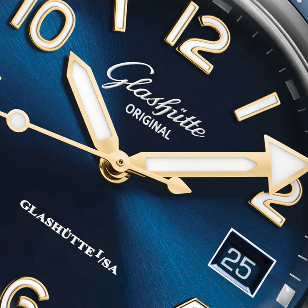 SeaQ Automatic with Yellow Gold 39.5mm - Galvanized Blue on Synthetic Fabric Strap - Image 3