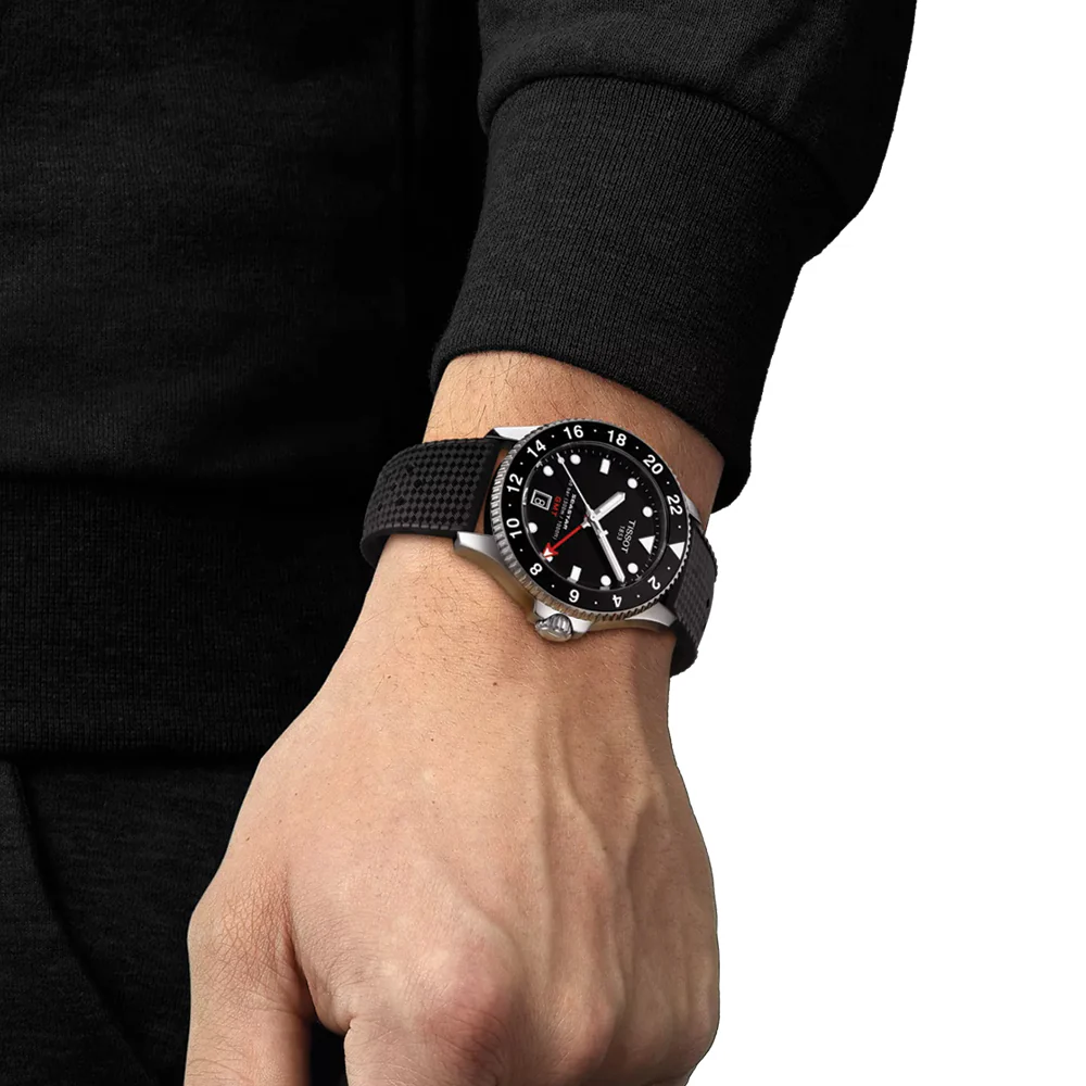 Seastar 1000 GMT Quartz 40mm - Black on Rubber Strap - Image 2