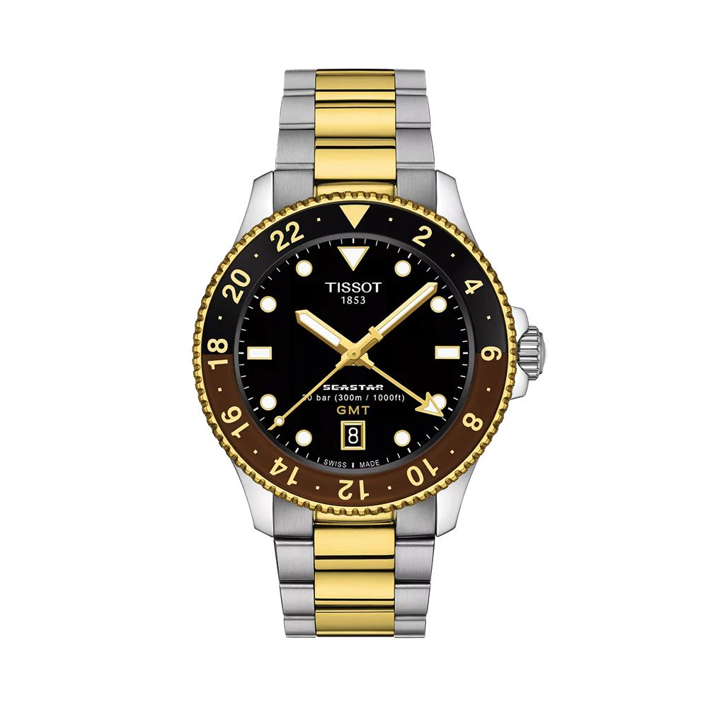 Seastar 1000 Quartz GMT Gold/Steel 40mm - Black on Bracelet