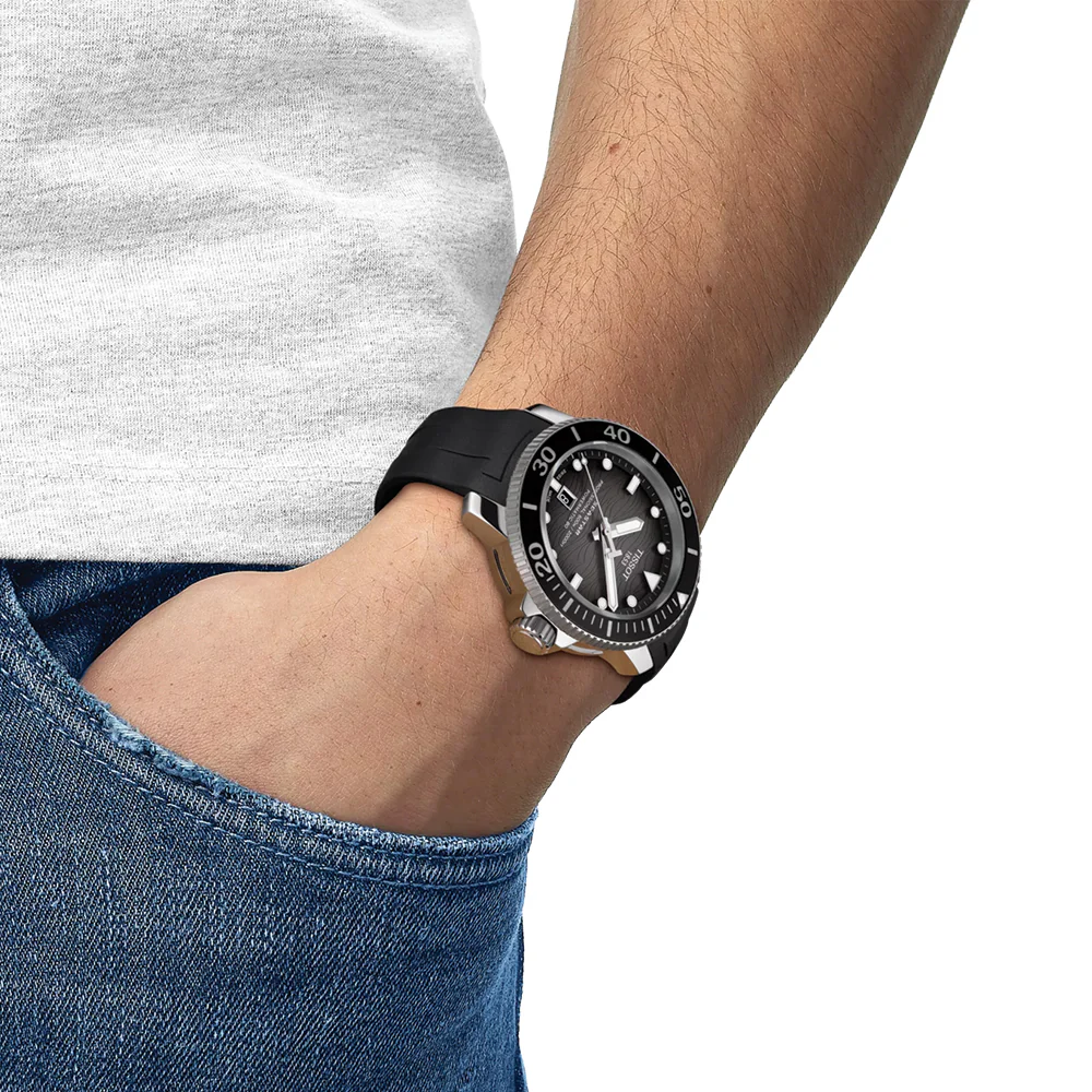 Seastar 2000 Professional Powermatic 80 46mm - Black on Rubber Strap - Image 2