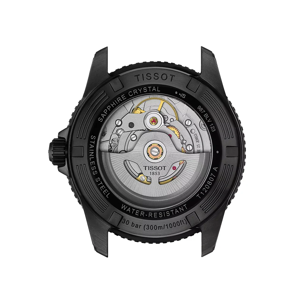Seastar 1000 Powermatic 80 Black PVD 40mm - Blue on Rubber Strap - Image 4