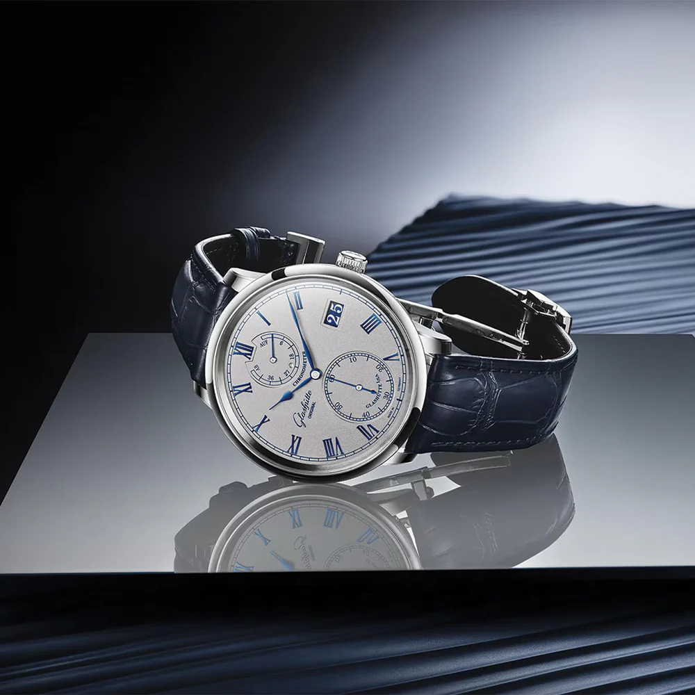 Senator Chronometer Manual Winding White Gold 42mm - Silver on Leather Strap - Image 2