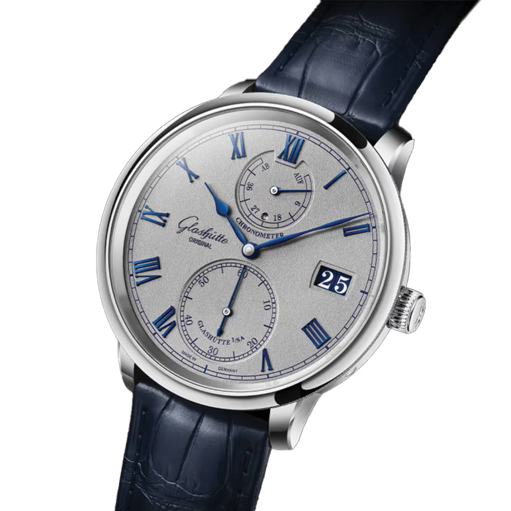 Senator Chronometer Manual Winding White Gold 42mm - Silver on Leather Strap - Image 5