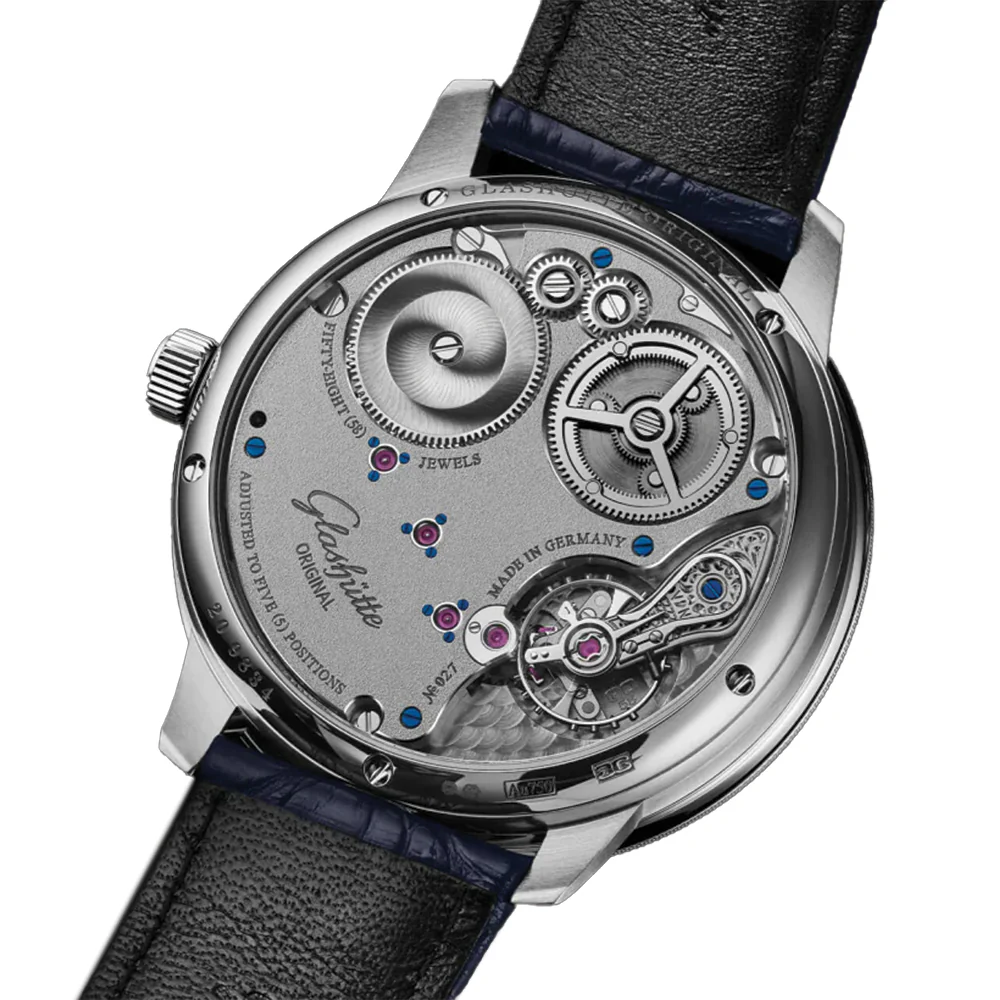 Senator Chronometer Manual Winding White Gold 42mm - Silver on Leather Strap - Image 6