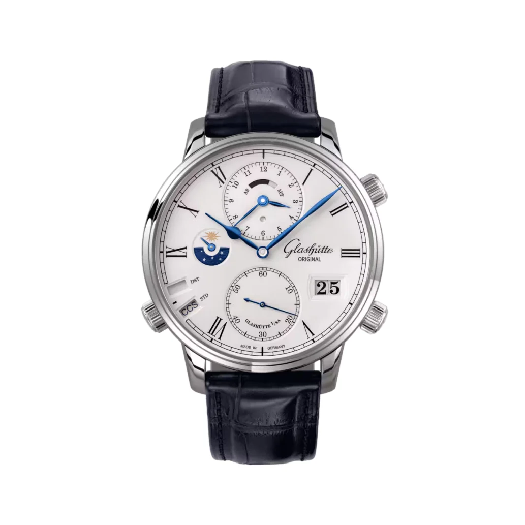 Senator Cosmopolite Automatic White Gold 44mm - Silver on Leather Strap