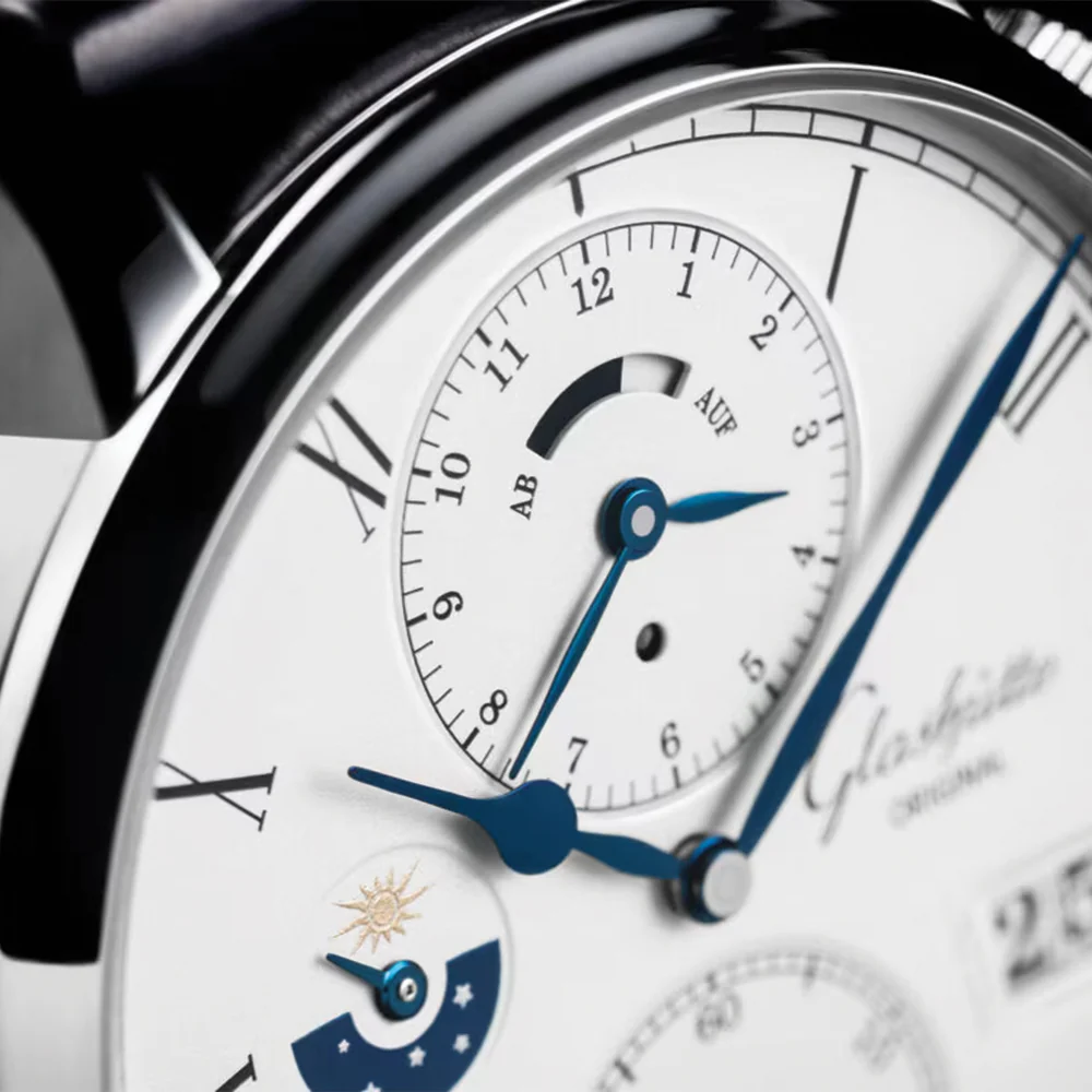 Senator Cosmopolite Automatic White Gold 44mm - Silver on Leather Strap - Image 4